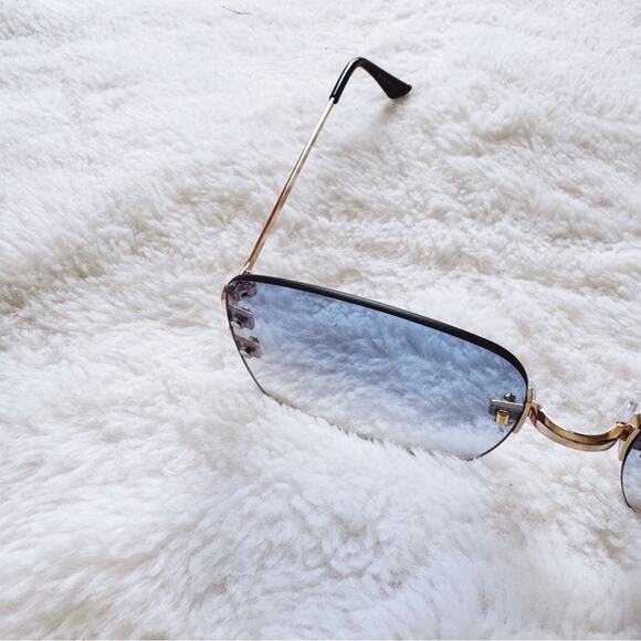 Laurel Clear Blue Rimless Sleek Sunglasses - Picture 5 of 11